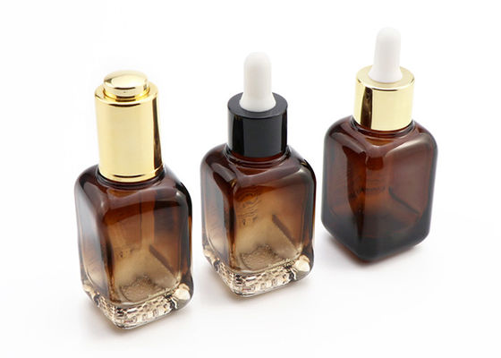ขวดเครื่องสำอาง Amber Square Glass 30ml สำหรับเซรั่มน้ำมันหอมระเหย